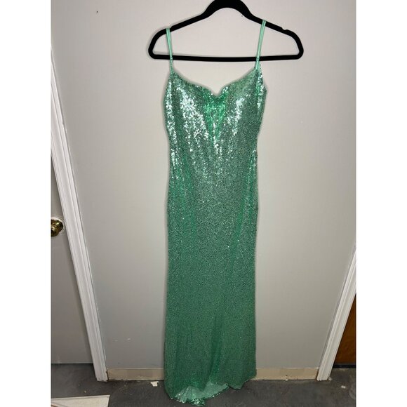 B. Darlin green sequin dress high low spaghetti strap open back sz 5/6 dress - Picture 1 of 8